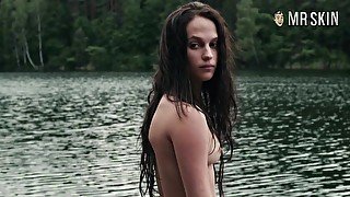 New Hollywood's starlet Alicia Vikander standing naked showing her nice tits