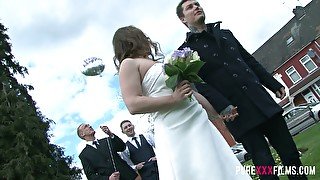 Cuckold groom enjoys watching how dude fucks his future wife Stacey Saran