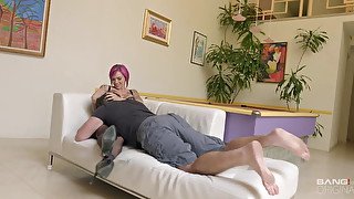 Anna Bell Peeks throats a thick cock