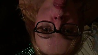 Nerdy light haired chunky whorable GF of my buddy wanted to eat sperm