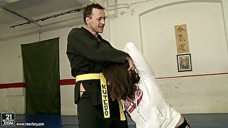 Two martial art trainers make Norah Swan blow their dicks