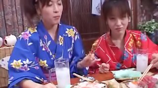 Join two Japanese girls for lunch and a hardcore threesome