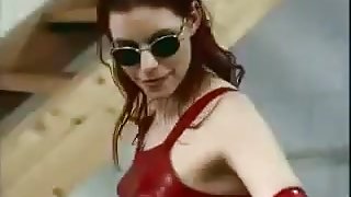Nala red latex riding cock and orgasm