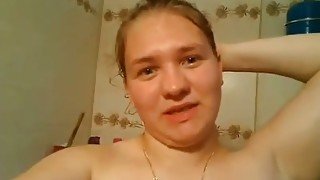 Russian fat teen tapes herself naked in the bathroom
