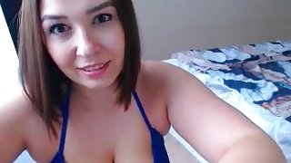Anjoy - Sexy curvy girl in blue bikini