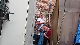 Alex Andrews is making blowjob on the street