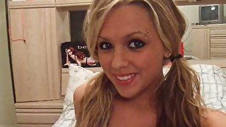 Sassy 18 yo webcam slut strips down getting wild in her bed