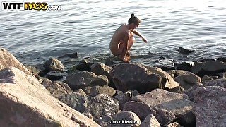 Naughty  and  palatable girlfriend swiming nude