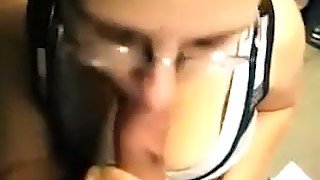 Nerdy German teen sucking my dick deepthroat in amateur video