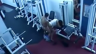 A horny couple tries new fitness equipment in the gym