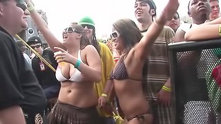 Outdoor party featuring model in bikini shaking their nice ass