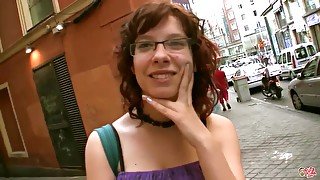 Big-Titted redhead young cutie nerd picked up and shagged