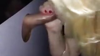 MILF slave works gloryhole sucking, gagging & more