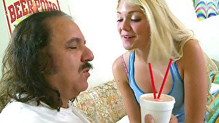 Hot and beautiful young blondie is attracted to a hairy old fat dude