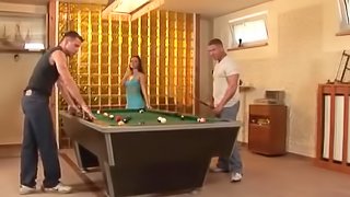 I just had an amazing threesome in the pool hall!