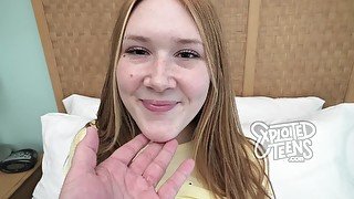 Cute pale redheaded teen stars in this POV porn