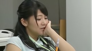 Japanese hottie agrees to get shagged right there in the office