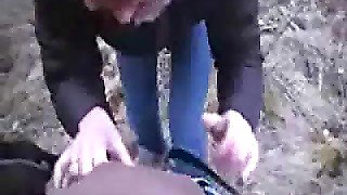 German bitch blowjob outdoors