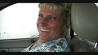 Granny Shirley gives BJ in car wash