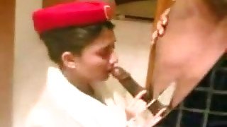 Cute Indian stewardess gives me head and swallows big load