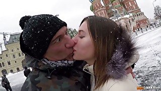 Lewd buddy meets up cute hottie on the Red Square and fucks her in the hotel