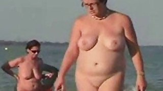 Nude Fat Lady on the Beach