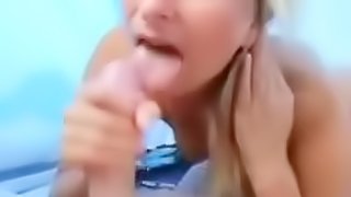 Blonde teen sucks cock in tent