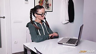 Nerdy Romanian chick in glasses Alyssia Kent turned to be a very dirty slut