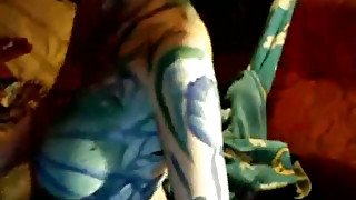 Body painting my busty girlfriend on homemade video