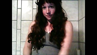 Long haired black head with ugly saggy pale tits was masturbating on webcam