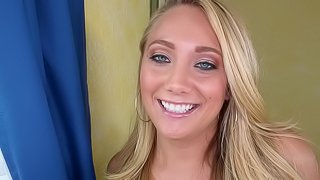 Blonde Chick AJ Masturbating And Doing A Handjob