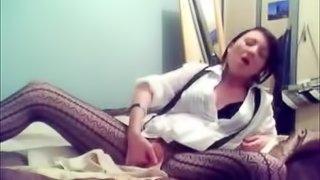 Sexy Brunette Plays With Herself After Showing Her Curves Off