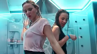 Stunning girls twerk their asses fiercely in a club party turned orgy