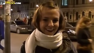 Stylish European Teen Sucks On A Big Cock In Public