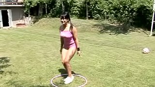 Playful Lea Lexxis gets fucked in her ass in a backyard