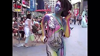 Times Square, Topless and Bottomless Painted Nudes in Public