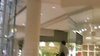 Skinny girlfriend in shopping mall with a wonderful ass and big tits