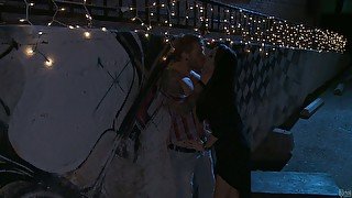 Romantic quickie over the fence with Alektra Blue