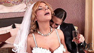 Extremely hot wedding night with two sultry lesbians
