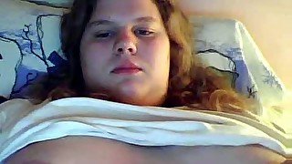 Adorable BBW teen plays with her huge tits for me on webcam