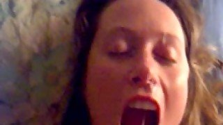 Joyful Irish slut wife sucks my dick and gets messy facial