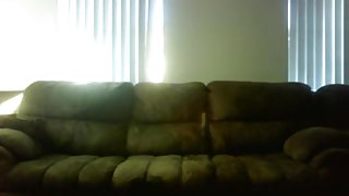 Voyeur black guy makes a sextape with the gf on the sofa