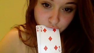 Alluring poker girl was ready to show off her fat but sexy big rack