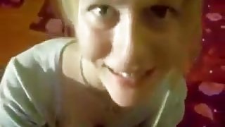 Hot german blonde girl gives blowjob and eats cum