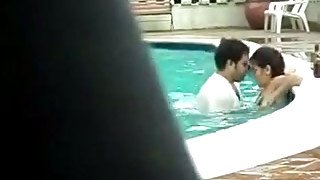 Spying on an Indian couple fucking in a public pool