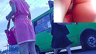 Amateur upskirt porn video was filmed in public