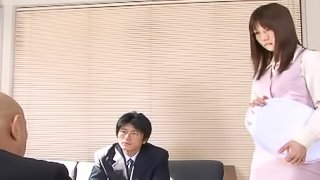 Asian damsel refining big cocks blowjob in reality office compilations