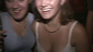 Kinky student girl flashes her boobs in public