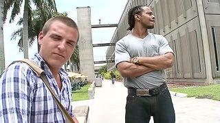 White Gay Teen Giving The Massive Black Cock A Handjob