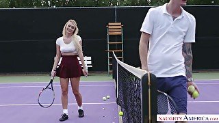 Topless chick Natalia Starr enjoys having dirty sex on the tennis court
